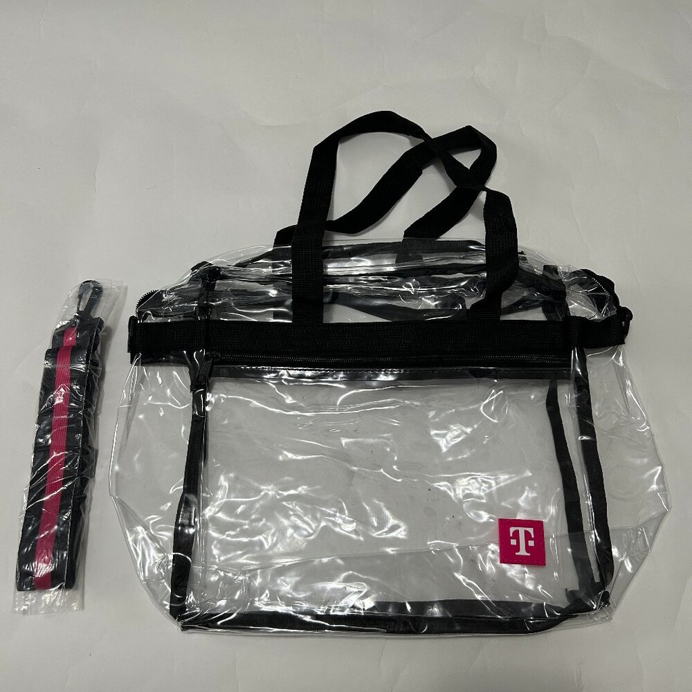 New August 2025 T-Mobile Tuesday Freebie Clear Stadium Bag with shoulder strap
